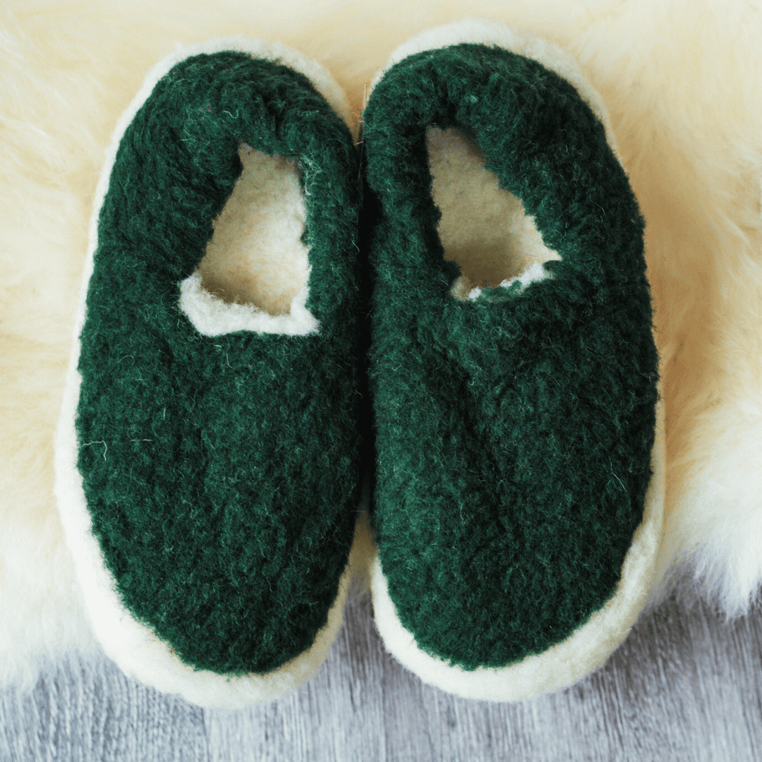 Wool slippers Forest Green