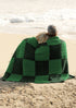 Aran Merino Patchwork Throw - Green