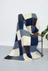 Aran Merino Patchwork Throw - Killala Aran Intarsia - Blue