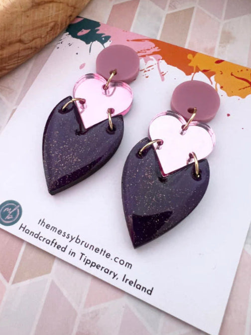 The Messy Brunette - Stacked Hearts Earrings