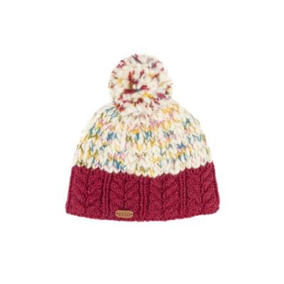 Uneven Wool Bobble Ladies Hat - Burnt Red