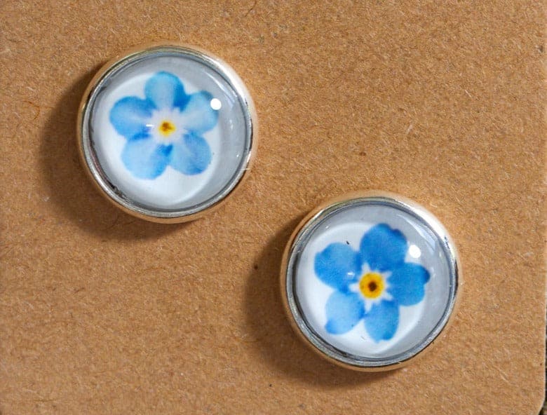 Planted By the Waters Earrings - Botanical Studs Forget Me Not Flowers