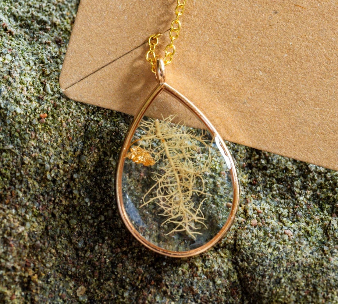 Planted By the Waters Necklace - Gold Lichen